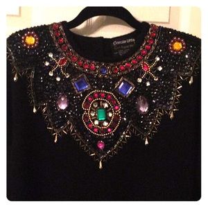Carole Little Embellished Black Holiday Sweater